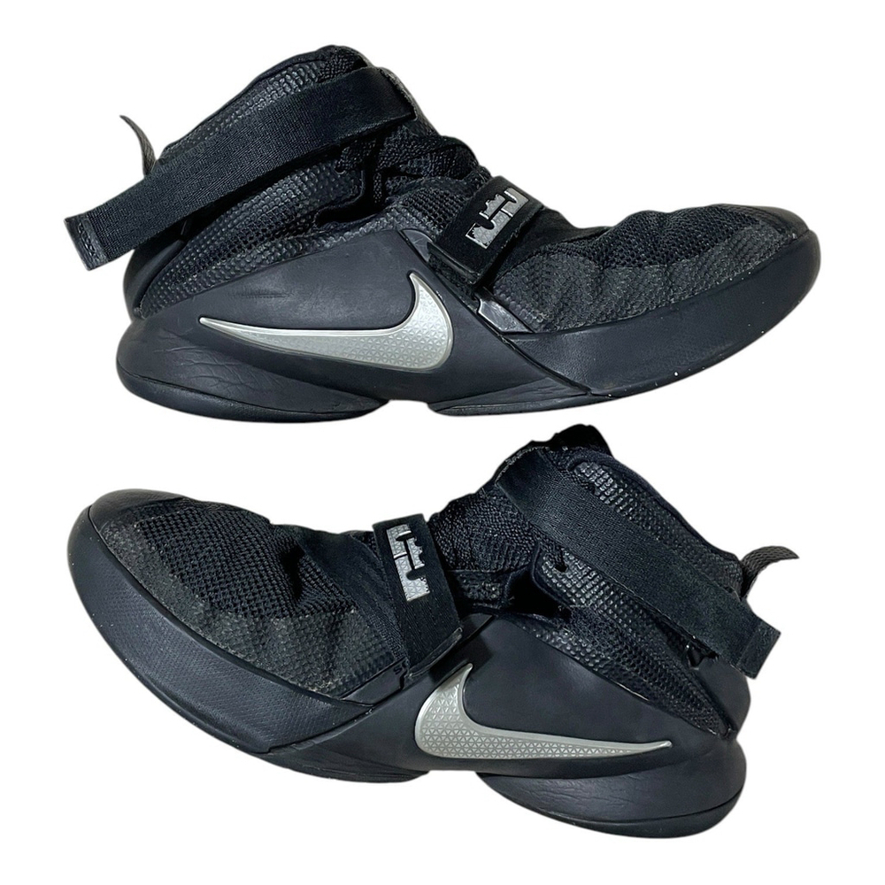 Nike LeBron Soldier Kids 7Y Basketball Shoe Black Adjustable High Top 776471-001 - Picture 5 of 12